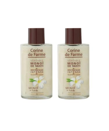 Corine de Farme Genuine Tahitian Monoi - Set of 2 Bottles of 100% Natural Monoi from Tahiti Delicately Scented - 99% Monoi - Moisturizes and Soothes the Skin - Ideal for Perfecting the Tanning