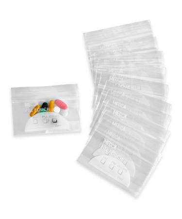 Pill Pouch Bags - (Pack of 100) 4'' x 2.75" - 3 Mil BPA-Free Poly Bag Disposable Zipper Pills Baggies Daily AM PM Travel Medicine Organizer Storage Pouches Best Clear Reusable with Write-on Labels
