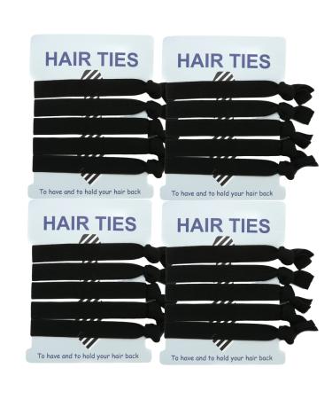 Hasoar Knotted man bun Hair Ties 20pcs Hair Ties bands for Men Handmade Elastic mens Bun Hair Tie No Damage Flat Hairties Gift for Mens Long Curly Long Hair (Black)
