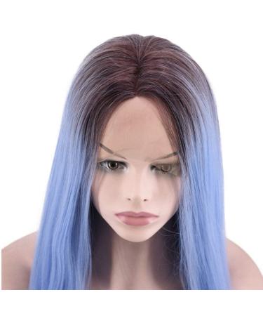 Buy BGHJUE Dark Rooted Ombre Blue Straight Synthetic Wig for Ladies - Stylish Middle Parting - Buy Online on GoSupps.com
