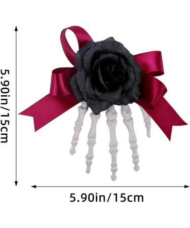 Hand Bone Shape Hair Clip Cute Skull Hand Hair Clip with Bowknot - Skull Hand and Flower Barrettes Bone Claw Hairpins Halloween Claw Hairpin Strong Hold Hair Barrette Black - Buy Online on GoSupps.com