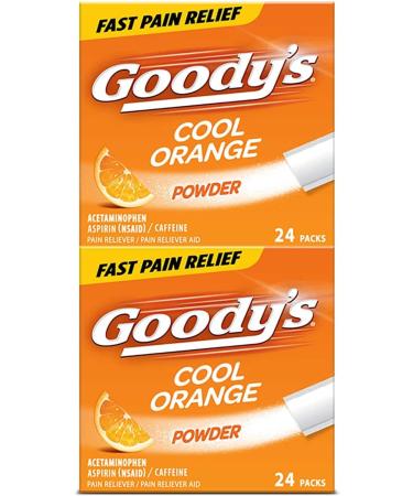 Goody's Extra Strength Headache Powder, Cool Orange Flavor Dissolve Packs, 24 Individual Packets, 2 Pack 24 Count (Pack of 2) Cool Orange