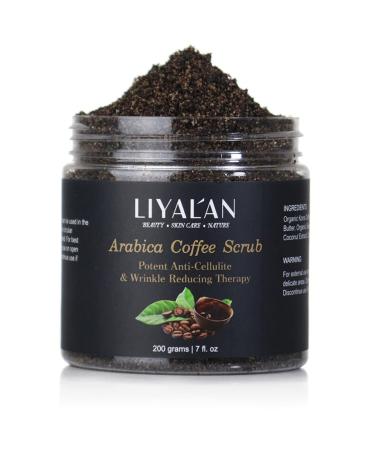 Liyalan Arabica Coffee Body Scrub Cream Facial Sea Salt Skin Pore Cleansing Exfoliating Moisturizing Anti Cellulite Face Treatment Acne 7 oz