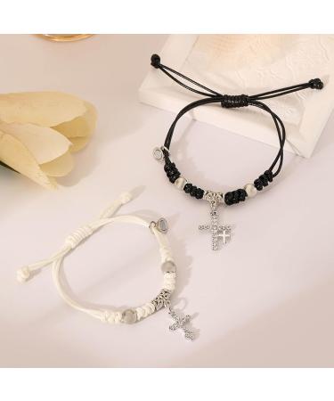 Buy Oralgos Vintage Strass Cross Bracelets - Adjustable Braided Couples & Friendship Jewelry for Men & Women - Charm Metal Alloy Accessories - Buy Online on GoSupps.com