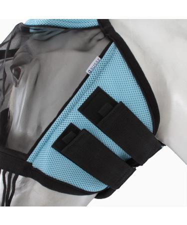 Buy BUSSE Fly Mask Fly Cover FRINGES - Light Blue/Black for Ponies | International Shipping Available - Buy Online on GoSupps.com