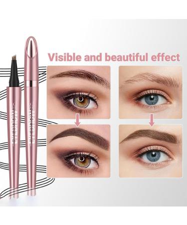 2024 New Eyebrow Microblading Pen Magic Eyebrow Pencil Waterproof 3D Waterproof Microblading Eyebrow Pencil Contouring Pen 4 Tip Microblading Eyebrow Pencil for Women and Girl (Black) - Buy Online on GoSupps.com