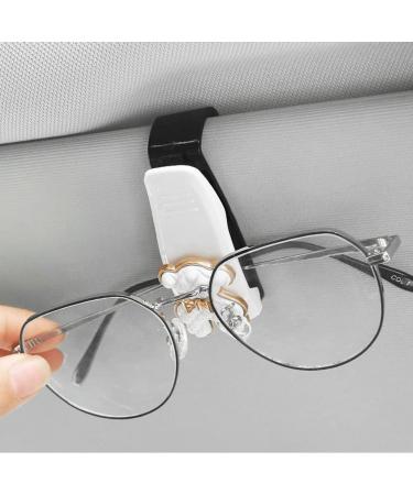 Car Sunglasses Holder - 2pcs Cartoon Bear Sun Visor Clips - White Glasses Mount & Ticket Card Organizer - Buy Online on GoSupps.com