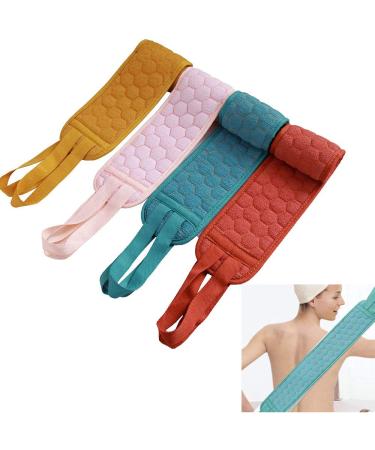 Snow tip 4Pcs backsrubber exfoliating back scrubber for shower body peeling set cotton back scrubber with back double side scrubbing strap
