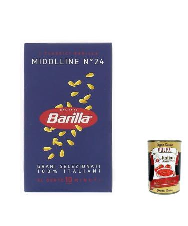 Italian Gourmet E.R. Barilla Midolline No. 24 Pack of 10 100% Italian pasta 500g + Italian gourmet polpa 400g
