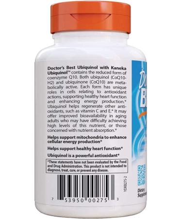 Doctor's Best Ubiquinol 200 mg - 120 Softgels | Premium CoQ10 Supplement - Buy Online on GoSupps.com
