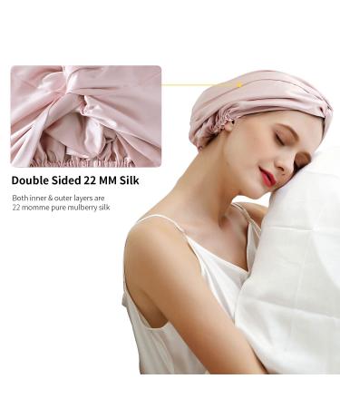 ZIMASILK 22 Momme 100% Mulberry Silk Sleep Cap for Women - Pink Silk Night Bonnet for Hair Care - Buy Online on GoSupps.com