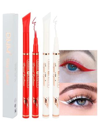Kaely 2Pcs Red White Liquid Wing Eyeliner Stamp Eye Pencil Makeup Sets Waterproof Colored Color Eye Liners Stamps Shapes delineador de ojos contra el agua delineadores de colores para ojos 2&10 2 Count (Pack of 1) White ...