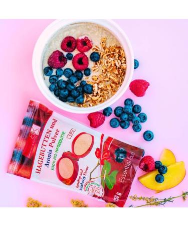 Bio-hageboot Powder with Aronia - 100% Organic Gluten-Free | Rich in Vitamin C & Omega-3 | Strengthens Joints Immune System & Collagen | 500g (1 Pack) - Buy Online on GoSupps.com