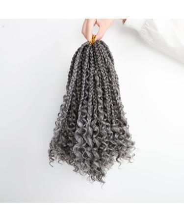 12 Inch Boho Box Braids Crochet Hair | Prelooped with Curly Ends | 7 Packs 1B/Gray | Crochet Braiding Hair for Black Women - Buy Online on GoSupps.com