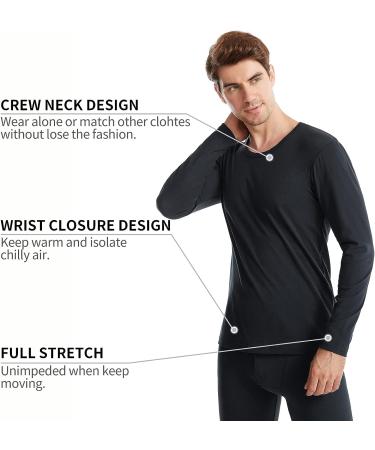 Men's Winter Base Layer Set - Ultra Soft Thermal Underwear Top & Bottom, Black, Large - Buy Online on GoSupps.com