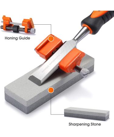 REXBETI 10pcs Premium Wood Chisel Set  6pcs Wood Chisel with 1 Honing Guide  1 Sharpening Stone and 2 Carpenter Pencils  Heat-Treated Cr-V Alloy Blades 10PCS-Orange - Buy Online on GoSupps.com
