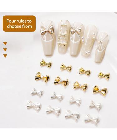 50x/Set Bowknot French Bow Nails Art Alloy Bow Nails Art Decoration Supplies For Salons Silver Bow 9 X 6mm - Buy Online on GoSupps.com