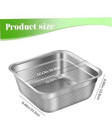 Wash Basin Dish Tub for Kitchen Sink Large Capacity Stainless Steel Basin with Rolled & Wide Edge Stackable Washing Basket for Fruit Kitchen with Drain Hole - Buy Online on GoSupps.com