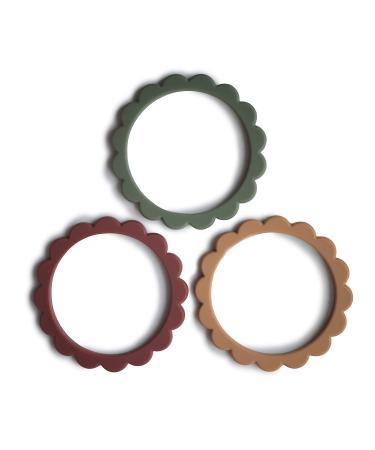 mushie Flower Teether Bracelet | 3-Pack (Dried Thyme/Berry/Natural)