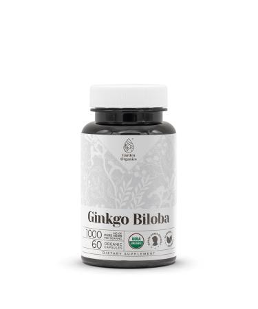 Ginkgo Biloba USDA Organic 60 Capsules | High-Potency Natural Supplement | Certified Organic Vegetarian Capsules and Organic Ginkgo Biloba (Ginkgo biloba) Dried Leaf (60 Capsules) 60 Count (Pack of 1)