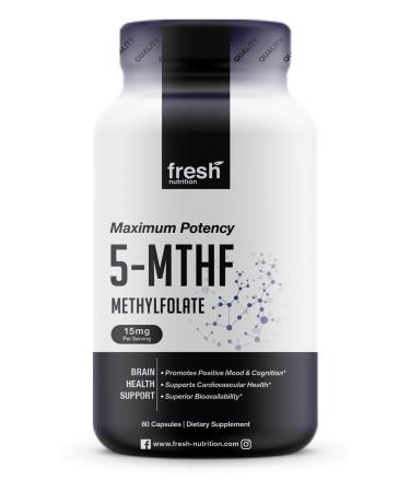 L Methylfolate 15mg  DNA Verified for Maximum Potency  Superior Bioavailability  5-MTHF Methyl Folate - 60 Capsules 15mg 60 Capsules