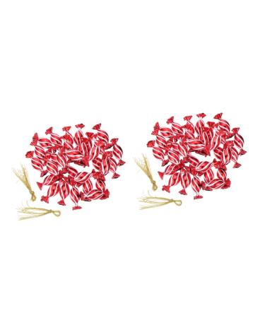 Lurrose Christmas Lollipop Decoration 60 Pcs Christmas Red Yule Gifts Red Ornament Lollipop Ornament Peppermint Lollipops Peppermint Canes Holiday Cane Filler Christmas Tree