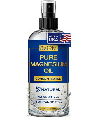 Ella & Eden Pure Magnesium Oil Spray - 12oz Topical Magnesium for Feet Sleep Muscle Relaxation Leg Cramps - Natural No Additives - Made in USA