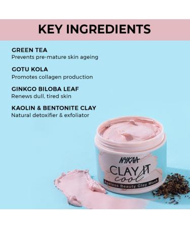 Nykaa Naturals Clay It Cool Mask - Antioxidant-Rich Face Mask for Youthful Glow & Improved Circulation - 3.5 oz - International Shipping Available - Buy Online on GoSupps.com