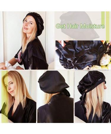 LILYSILK 100% Mulberry Silk Bonnet | Adjustable 19 Momme Silk Night Sleep Cap in Black - Buy Online on GoSupps.com