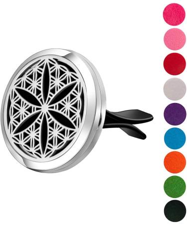 Wild Essentials Flower of Life Essential Oil Car Vent Diffuser | Stainless Steel Locket with 12 Color Refill Pads | Customizable Aromatherapy Air Freshener - Buy Online on GoSupps.com