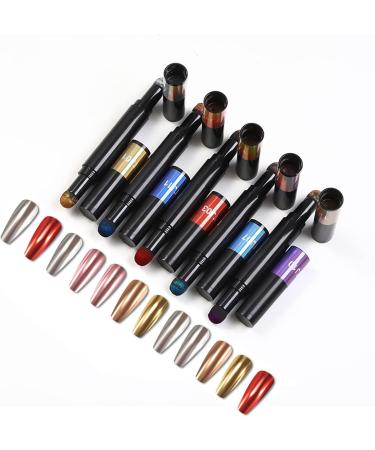 Roseflower 6 Sticks Air Cushion Chrome Powder Pencil - Holographic Nail Decoration Shiny Metallic Effect for DIY Nail Art & Manicure - Durable Chrome Powder #4 #8 - Buy Online on GoSupps.com