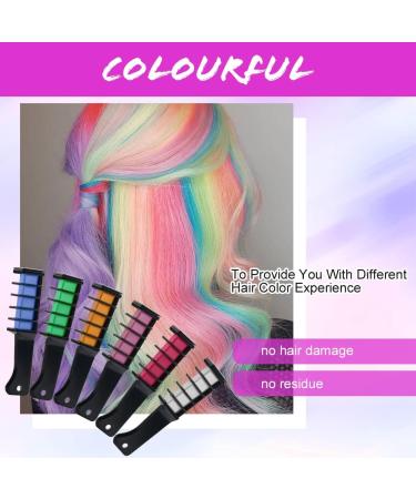 AOOWU 6 Colors Hair Chalk Comb Set - Safe & Non-Toxic Temporary Hair Dye for Girls Kids - Washable Hair Color Brush for Halloween, New Year Party & Cosplay - Buy Online on GoSupps.com