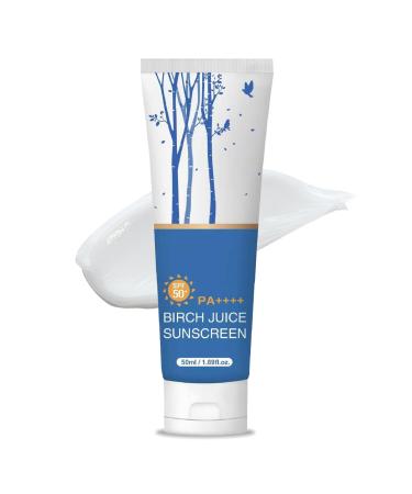 Birch Juice Sunscreen SPF 50+ - Daily Hydrating Facial Sunscreen Broad Spectrum UVA/UVB Protection Non-Greasy Moisturizer for Sensitive Skin Vegan & Cruelty-Free 1.69 fl.oz (1)