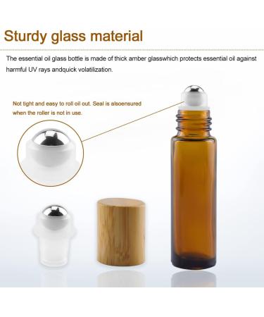 10pcs 10ml Glass Roller Bottles with Bamboo Lid - Aromatherapy Travel Perfume Bottles - Buy Online on GoSupps.com