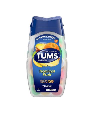 TUMS Ultra Strength 1000 Chewable Tablets Assorted Tropical Fruit - 72 ct