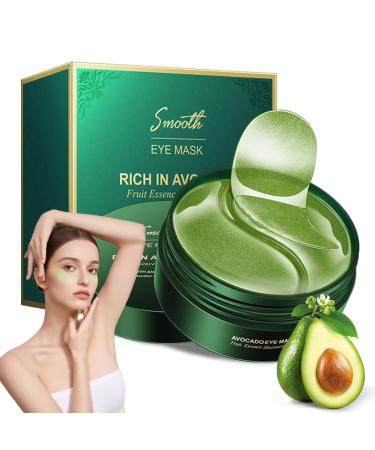 Eyes pads eye pads against dark circles anti -aging eye mask with hyaluronic acid avocado essence eye patch hydrogel folds remove tear bags puffiness for moisturizing 60PCs green avocado