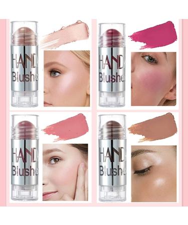 4 Colors Face Blush Stick - Matte Highlight Long-Lasting & Water-Resistant Rouge Cream for Cheeks Eyes & Lips - 4 Pack (0.25g Each) - Buy Online on GoSupps.com