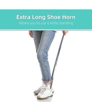 Long Handle Metal Shoe Horn - 31.5 for Seniors, Pregnant Women, and Back Pain Relief - Buy Online on GoSupps.com