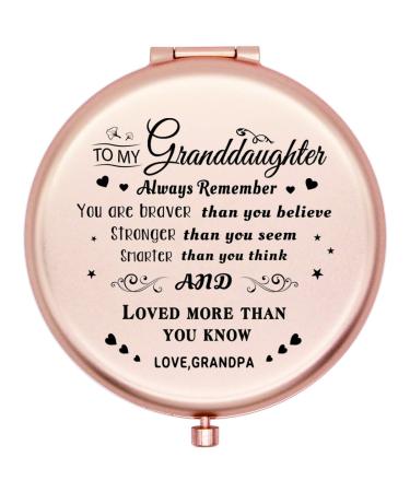 onederful Granddaughter Gifts Travel Compact Pocket Mirror for Granddaughter from Grandpa  Christmas Birthday Graduate Gifts Ideas for Granddaughter-to My Granddaughter Always Remember (Rose Gold)