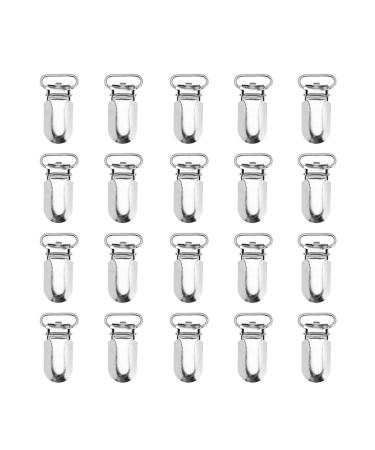25pcs Suspender Clips For Pacifiers Suspender Clips Made Of Metal Metal Clips Overall White Strap Clip 25Pcs
