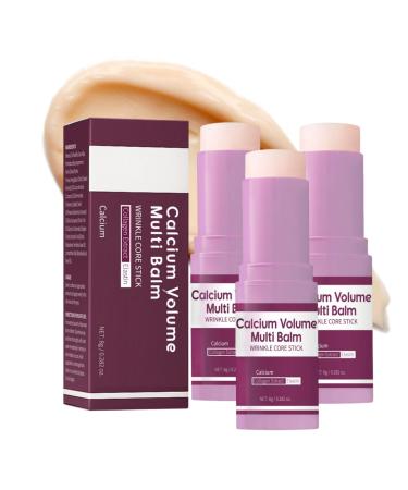 Calcium Volume Multi Balm Calcium Multi Balm Anti-aging Sagging Wrinkles Calcium Intense Volume Multi Balm Stick Visage et Yeux Peau Hydratante et Lissante (3pc 9g) 3pc 9 g (Lot de 1)
