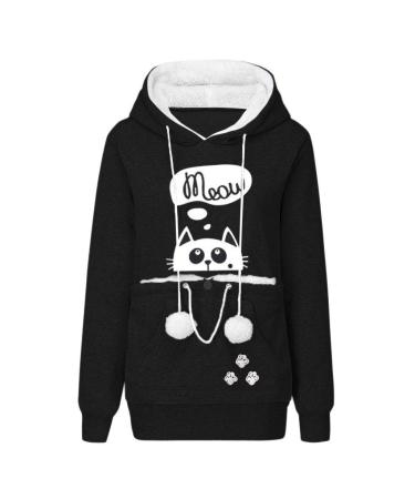 Women Long sleeve sweater hoodies with cat dog big bag cat bag sweater with zipper dog cat bag bag sweatshirt sweater hoodie women warm long-sleeved shirt cat sweater x-03 xl