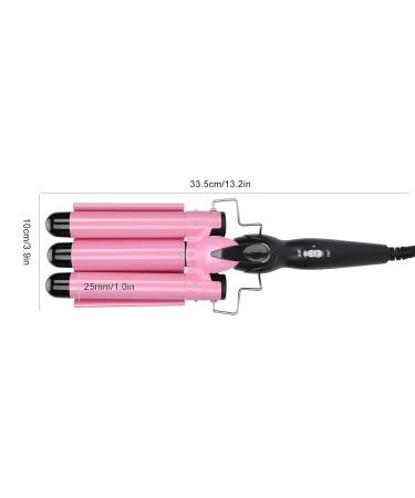 Hair Curling Iron Wand - Triple Pipe Hair Curler & Waver - Tourmaline Electric Styling Tool for All Hair Lengths (US Pink) - International Shipping Available - Buy Online on GoSupps.com