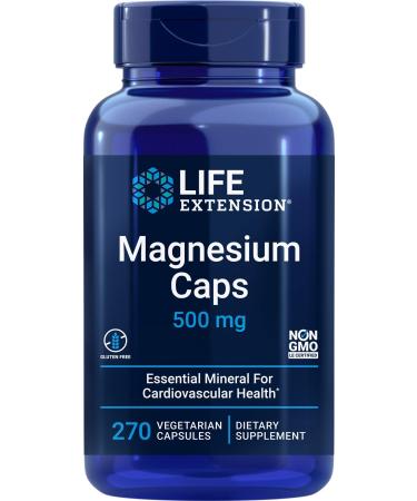 Life Extension Magnesium Caps 500mg 270 Veg Capsules - Broad Spectrum - 3 Mags in 1 Supplement: Oxide Citrate Succinate - Vegetarian