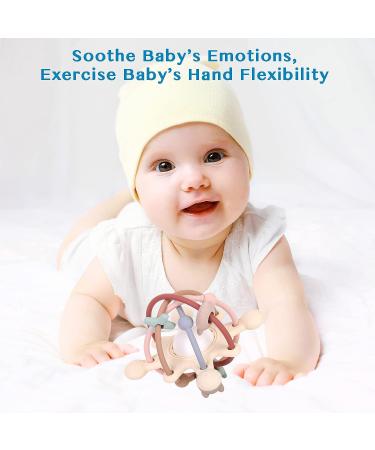Eoopoon Baby Teether Toy for Babies 3 Months+ | Silicone Teething Rattle Toy for Sore Gums | Chew & Suck Needs | BPA Free | Navajo White - Buy Online on GoSupps.com