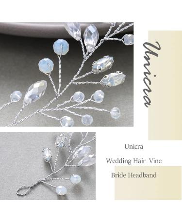 Unicra Bridal Wedding Hair Vine | Silver Crystal Headband & Rhinestone Hair Accessories for Brides & Girls - Buy Online on GoSupps.com
