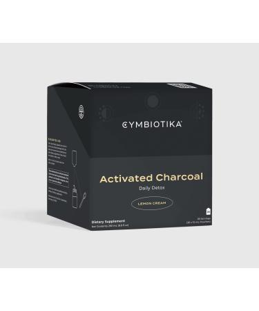 Cymbiotika Activated Charcoal Liquid Supplement, Stomach Detox & Digestive Relief for Adults, Helps Alleviate Gas & Bloating, Easy to Use, Lemon Crme Flavor - 10ml Pouches (Pack of 26)