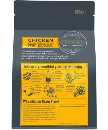 Encore Complete and Grain Free Adult Dry Cat Food Chicken 800 g (Pack of 3) - Buy Online on GoSupps.com
