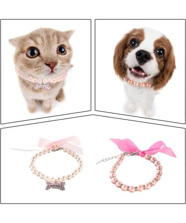 3 Pcs Pet Bone Pendant Necklaces Pet Pearl Alloy Neck Straps Shiny Rhinestone Pendant Collars for Pet Clothing Accessories - Buy Online on GoSupps.com
