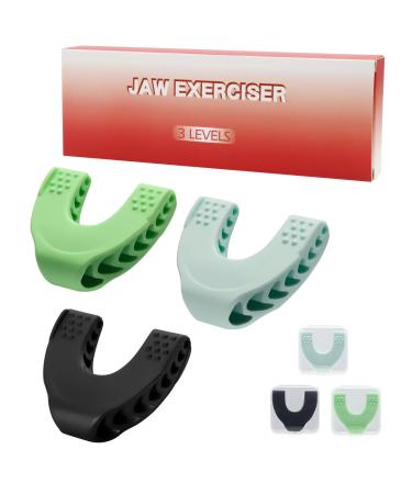 Jawline trainer 3 pieces of pine coach JAW coach for men and women 3 steps pine exerciser double chin remover for face mouth jawline fitness ball of the jaw line jaw training 3 pieces (blue+green+black)